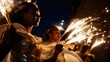 © Татьяна Креминская - Performers in illuminated costumes parading at night during the Nice Carnival, lights shimmering like stars