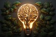 © wiwid - a tree carved into it is a powerful symbol of sustainable energy and environmental protection. The light bulb represents the need for efficient and renewable energy sources
