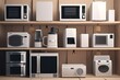 © sandra - Household kitchen appliances and home electronics in boxes . E-c