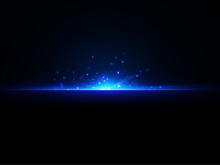 Wall Mural - Glow effect. Blue glowing particles, stars. Vector illustration.	