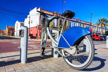 Sticker - Bicycles for rent on Playa de las Arenas beach in Valencia, Spain