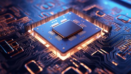a microprocessor chip mounted on a printed circuit board
