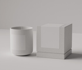 Blank candle jar and box for mockup