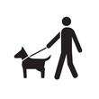 Vector icon of a person walking a dog 