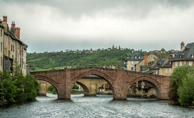 Canvas Print - Pont médiéval sur le Lot à Espalion, Aveyron, France