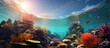In Bali, amidst the tropical paradise, the breathtakingly beautiful underwater world unfolds, showcasing the vibrant, colorful sea life amongst the majestic coral reefs, as the lens captures the
