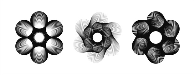 Poster - An abstract vector illustration features a geometric spiral composed in white lines against a black background. This stylish design element is well-suited for framing, circular icons, and symbols