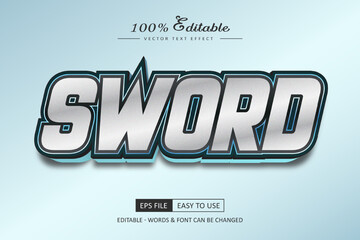 Wall Mural - Editable Sword metallic text effect warrior text style