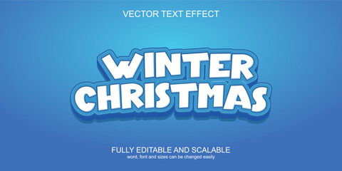 Wall Mural - Winter christmas text effect template with 3d style use for logo and business brand