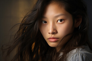 Close up portrait of beautiful young Asian woman