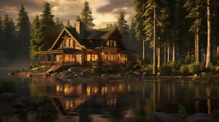 Wall Mural - house on the river