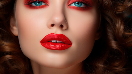  beautiful red lips with lipstick