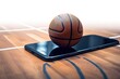 Basketball ball on a basketball court on mobile phone or smartph