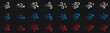 Blowing air lines icon. Blue and red weather symbol set over dark transparent