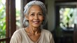 Portrait of smiling old filipina as domestic helper on a home background from Generative AI