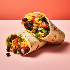 Wall Mural - A breakfast burrito filled with scrambled eggs, black beans, cheese, and salsa