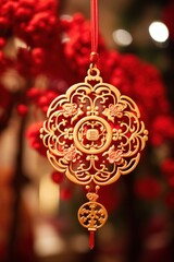 Wall Mural - a red and gold Chinese New Year decoration