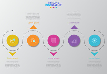 Aufkleber - Infographic template for business. Modern Timeline infograph with 5 steps.