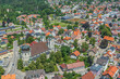 Der Luftkurort Lindenberg an der Deutschen Alpenstraße im Westallgäu im Luftbild, Blick ins Stadtzentrum