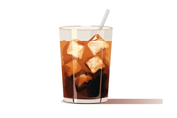Sticker - Iced coffee isolated vector style with transparent background illustration