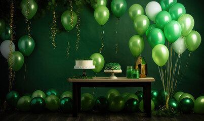 Green decorations and accessories, Saint Patrick's day celebration concept