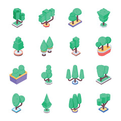 Wall Mural - Isometric Garden  Trees icons