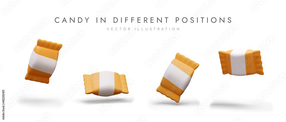 Rectangular candy in wrapper. Unmarked paper packaging, white block for ...