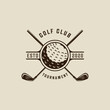 golf club logo vintage vector illustration template icon graphic design. ball and stick of sport sign or symbol for tournament or club with typography retro style