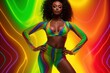 Black Female Fluorescent Clothing Fashion Setting Generative AI