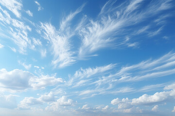 Wall Mural - wispy cirrus clouds streaking across a brilliant blue sky, creating a delicate contrast of textures.
