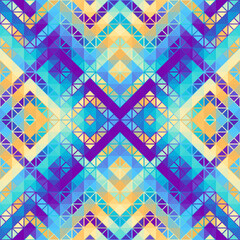 Aufkleber - Colorful Aztec Fabric, Wallpaper and Home Decor. Abstract seamless tileable pattern. Triangles aztec background. Vector image.