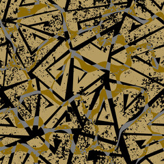 Aufkleber - Grunge Geometric Vector Seamless Pattern made in ethnic style. African traditional design. Creative boho pattern.