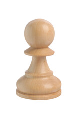 Poster - One wooden chess pawn isolated on white