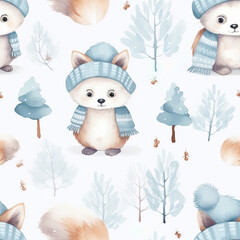 Wall Mural - seamless pattern with snowman