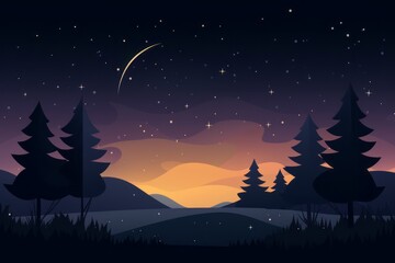 Wall Mural - star night vector illustration with moon. generative ai