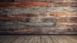 The old wooden wall, with its retro, grunge texture, showcased a vintage abstract design that beautifully combined nature's natural elements of wood and grain, complementing the vintage floor and