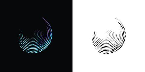 Dot spiral logo design with modern style| premium vector