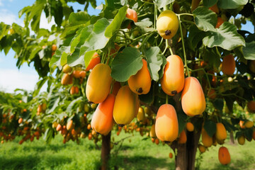 Aufkleber - A Papaya tree heavy with ripe, orange fruit, each one a promise of tropical sweetness.