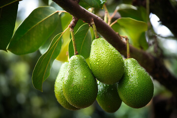 Aufkleber - A cluster of Creamy Avocados nestled among the leaves, their smooth, green skin ready to be harvested.
