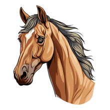 Horse Animal In Cartoon Style On Transparent Background, Horse Stiker Design.
