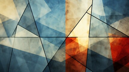 Wall Mural - Modern Geometric Abstraction of Light and Shadow Overlapping in a Mosaic of Warm and Cool Tones