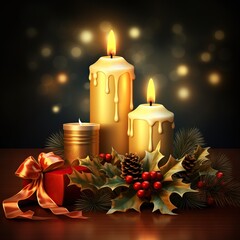 Canvas Print - christmas decoration with candles and decorations