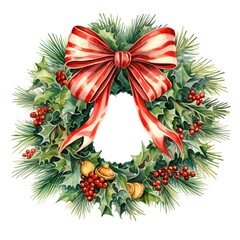 Sticker - christmas wreath with bells and ribbon