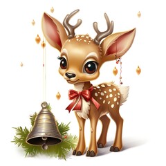 Wall Mural - christmas reindeer with gift