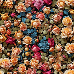 Wall Mural - seamless pattern of various color roses