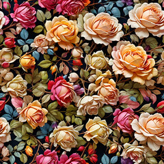 Wall Mural - seamless pattern of various color roses