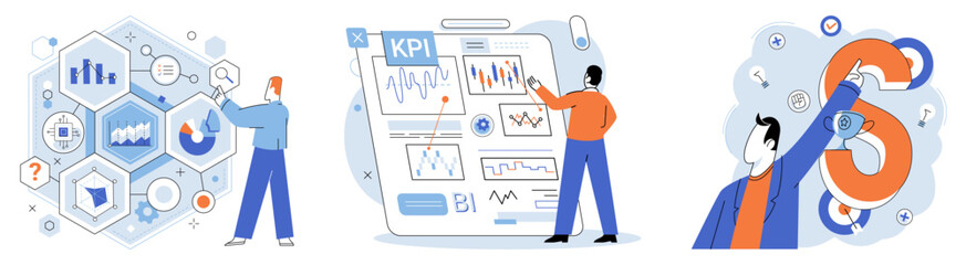 analysis tool. business intelligence. vector illustration search engine optimization enhances online