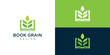 Book Grain Logo Designs. College Formula Recipe Bakery. Symbol Icon Vector Illustration.