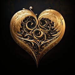 Wall Mural - golden heart on black background