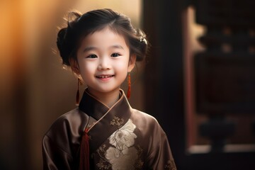 A Little Girl in a Traditional Chinese Dress